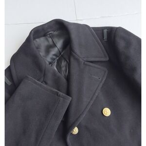 VTG U.S. Navy Mens Double Breasted 100% Wool Gold‎ Button Peacoat Navy Blue 38XL